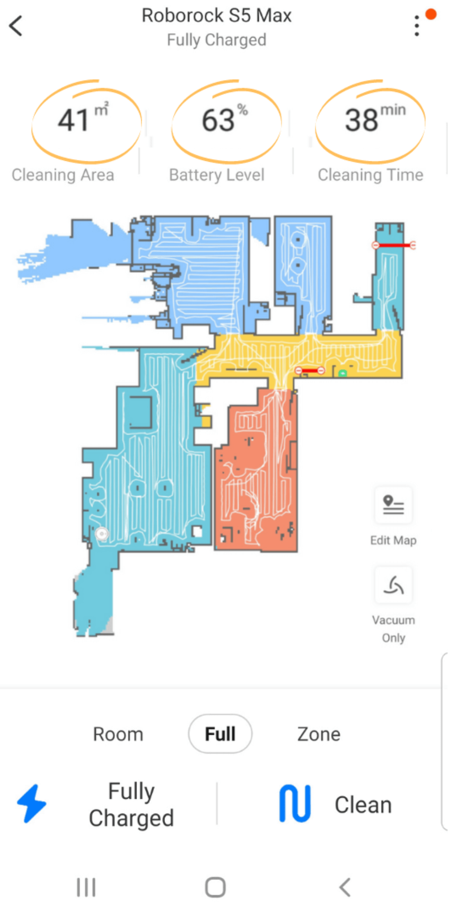 The time that the Roborock S5 Max took during the navigation test in our home